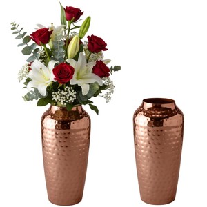 Jarrón de Flores de Metal Vintage con Acabado en Oro Rosa, Hecho a Mano, Hierro Martillado, Maceta Decorativa para Decoración del Hogar o Decoración de Mesa - Product Image 4