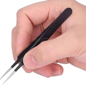Custom Made Black Straight Stainless Steel <b>Eyelash</b> Tweezers 2026 Unique Style Professional Beauty <b>Applicator</b> Durable | Hot Sale - Product Image 4