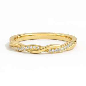 Anillo de Compromiso y Matrimonio de Plata de Ley 925 Personalizado, con Diamantes VVS, Moissanita, Forma de Ola, Media Pavimentación, Diseño de Enredaderas Trenzadas - Product Image 3