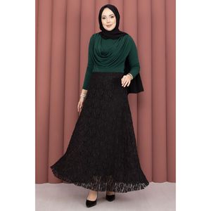 Premium Black <b>Lace</b> Skirt Soft Spandex with Digital Print Straight and Wrap Styles for Work Spring and Autumn Seasons - Product Image 1