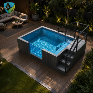 Grande <span class=keywords><strong>piscine</strong></span> rectangulaire familiale en bois bleue sur mesure de 20 pieds, <span class=keywords><strong>piscine</strong></span> hors sol en fibre de verre FRP à vendre - Product Image 1