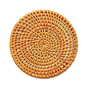 Wholesale Handmade Crafts Square Table Rattan Coasters Indian Rattan Insulation Pad Oval Mats Round Rattan Placemats