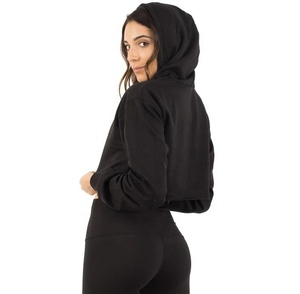 Sudaderas con Capucha Cortas de Algodón y Poliéster para Gimnasio y Fitness, con Estampado Personalizado para Mujer - Product Image 3