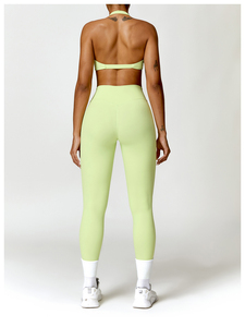 Conjunto de Bodys y Monos Deportivos para Mujer con Cuello Halter de Ajuste Ceñido para Gimnasio Ropa Deportiva Sujetador de Yoga Shorts Pantalones de Fitness que Absorben la Humedad - Product Image 6