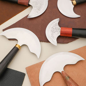 Couteau rond de coupe de cuir en acier à haute teneur en carbone manche en bois couteau en cuir artisanat professionnel coupe couteau rond en cuir - Product Image 5