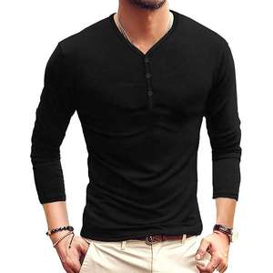 T-shirt à manches longues pour homme de qualité supérieure, respirant, tendance, en tissu 100% coton, manches longues, été, uni, col rond - Product Image 3