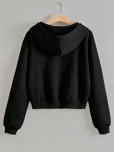 Women's Casual Hoodies Long Sleeve Solid Lightweight Pullover <b>Top</b> Loose Sweatshirt With Pocket No <b>String</b> - Product Image 2