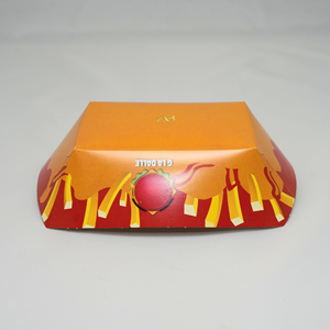Caja de Papel para Alimentos con Recubrimiento UV Impresa a Cuatro Colores Personalizada, Bandeja Desechable Plegable para Empacar Snacks, Hamburguesas y Papas Fritas para Llevar - Product Image 4