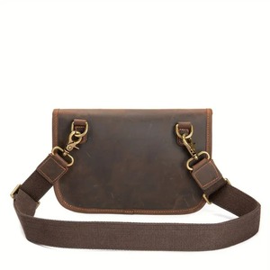 Sac bandoulière vintage en cuir véritable antivol, sac messager de voyage réglable, sac à main pour homme et femme, fermeture éclair, grande capacité, durable - Product Image 5