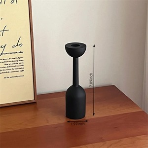 Porte-bougie en bois noir simple, design minimaliste pour la décoration de la maison, salon, chambre à coucher, table d'appoint, provenance d'Inde - Product Image 6