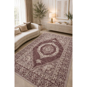 Tapis rectangulaire double face à motifs bordeaux 9x12, style persan, en jute, 10mm, motifs abstraits pour adolescents - Product Image 3