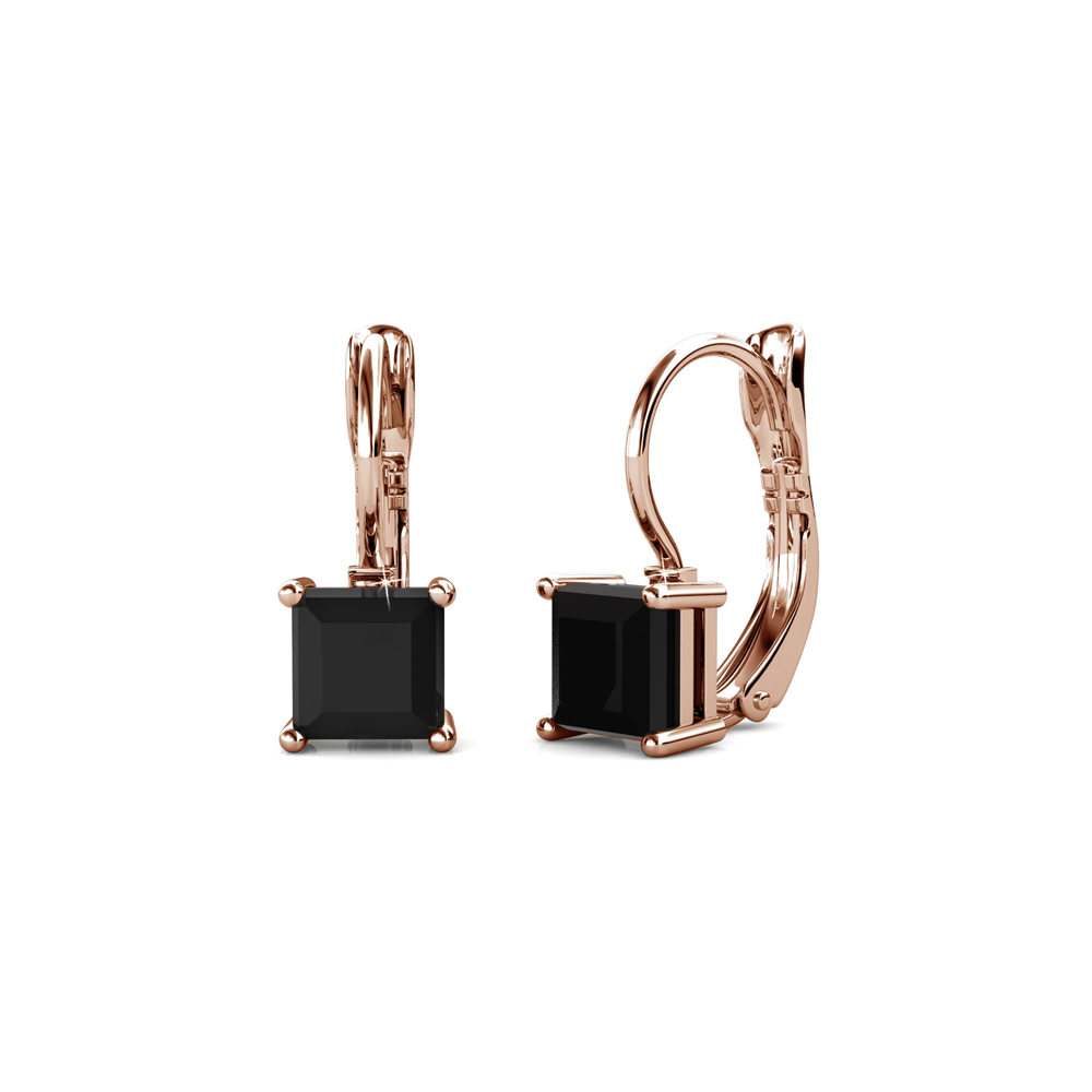 Boucles d'oreilles en laiton plaqué or rose 18 carats, noir intense