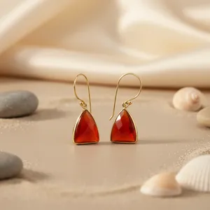 Pendientes de Oro con Carnelian, Joyería Elegante con Piedras Preciosas, Regalo para Mujer - Product Image 1
