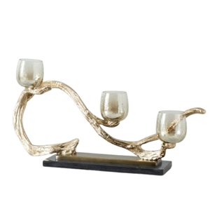 Ensemble de trois bougeoirs en or de style le plus récent, vente en gros, pour centre de table de mariage, décoration de la maison - Product Image 3
