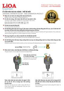 LiOA Smart Self Grounding Extension Socket 3 Outlets 2200W/10A 3DNW5.3.10 Compatible con UK US EU AU Standards 5 Metros Cable Plug - Product Image 6