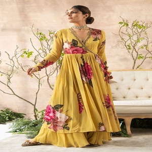 Anarkali ชุดเดรสปักลายแบบดั้งเดิม,ชุดเดรสเย็บ3ชิ้นสไตล์ปากีสถานมาใหม่ - Product Image 1