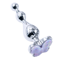 Schmetterlingsförmiger Analplug mit Perlen, 3 Größen S M L, 3 abgestufte Kugeln aus Aluminiumlegierung für BDSM-Analspiele, Sexspielzeug für Frauen und Männer