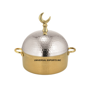 Cazuela de lujo con acabado dorado y plateado, calentador de alimentos de Metal elegante y clásico para Hotpot para el mercado árabe - Product Image 1