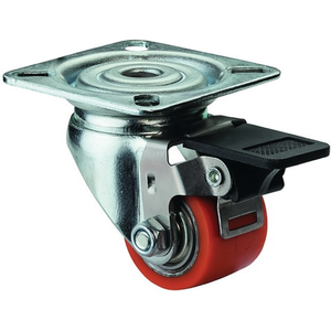 Compact 35 mm Polyurethane BS <b>Swivel</b> Casters with Brake 100 kg Load Capacity Furniture Mounted Caster Wheels - Product Image 3