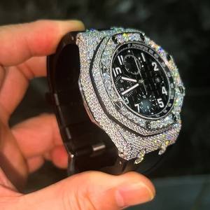 Reloj Cronógrafo de Lujo para Hombre, Medio Esmerilado, Negro, con Movimiento MIYOTA, Acero Inoxidable, Diamantes Moissanite, Cristal, Edición Limitada, Diseño Único - Product Image 5