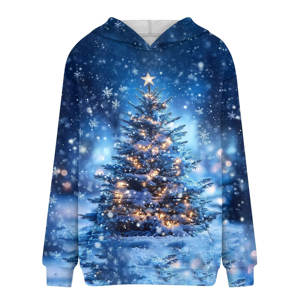 Sudadera Navideña de Alta Calidad 2026, Talla Grande, 100% Algodón, Tejido Grueso de Felpa Francesa, Estilo Cuadrado, con Estampado, Cierre de Cremallera - Product Image 1