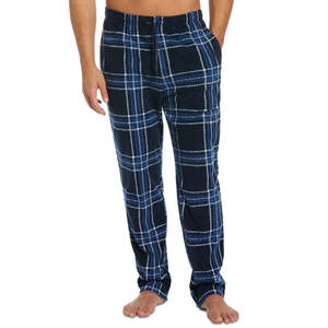 Pantaloni da pigiama in pile testurizzato a quadri blu Chevron da uomo Perry Ellis Portfolio XL - Product Image 4