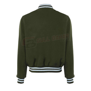 Veste universitaire à la mode pour hommes avec col rayé classique et ourlet veste universitaire de sport personnalisée pour hommes - Product Image 2