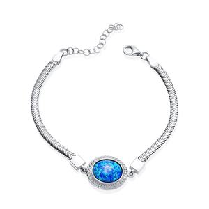 Blue Opal Oval Shape <b>Charm</b> <b>Silver</b> <b>Bracelet</b> Turkish Wholesale Handcrafted 925 Sterling <b>Silver</b> Jewelry - Product Image 4