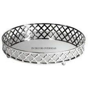 Bandeja de servicio con espejo enmarcado de diseñador único chapado en oro de Metal de calidad lujosa en forma de rectángulo, suministro de utensilios de cocina para el hogar y el Hotel - Product Image 6