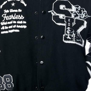 Dernière veste universitaire élégante en noir et laine pour hommes fermeture à boutons poches intérieures veste bombardier Letterman College Baseball - Product Image 4