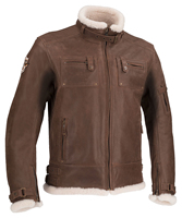 Chaqueta de Piloto para Hombre de Lona y Cuero de Pescado 2024, Transpirable, con Forro de Piel de Oveja Genuina, Estilo Casual de Invierno, con Cremallera y Efecto Lavado