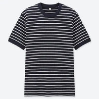 T-shirt pour homme à rayures horizontales blanc et noir, coupe régulière, col rond, tricoté, 95% coton, 5% élasthanne, séchage rapide, haute qualité, best-seller