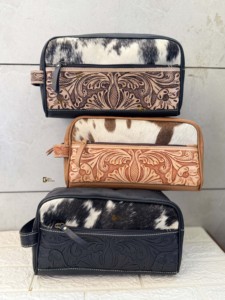 กระเป๋าเครื่องสำอางหนังวัวพร้อมหูหิ้วสำหรับเดินทางความจุขนาดใหญ่หรูหราใหม่อุปกรณ์จัดระเบียบของใช้ในห้องน้ำ - Product Image 5