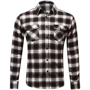 Camisas de franela para hombres, ropa de trabajo de peso pesado al aire libre, algodón duradero, manga larga, estilo informal clásico para cada temporada - Product Image 1