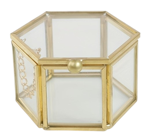 Joyero con marco de Color dorado, joyero de forma única de Metal y vidrio para relojes y accesorios, caja hecha a mano - Product Image 6