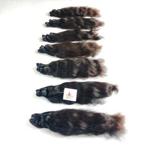 Vente en gros de couleur naturelle double traitée à la machine 100% cheveux indiens Remy pour femmes-aucun paquets noirs alignés sur les cuticules - Product Image 4