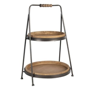 ที่วางคัพเค้กทำจากไม้สำหรับร้านอาหารในโรงแรมที่เสิร์ฟเค้กถ้วยทำจากไม้พร้อมขาตั้งโลหะ - Product Image 4