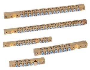 Bloc de jonction bleu avec vis à tête carrée, masse neutre, barre en cuivre, matériau en nylon et laiton pour la mise à la terre des câbles - Product Image 4