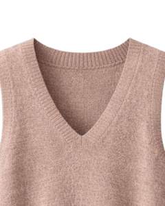 Blush <b>Womens</b> Knitted Sleeveless Sweater <b>Vest</b> V Neck Soft Acrylic Winter Layering Casual Custom Manufacturer OEM Wholesale Brand - Product Image 4