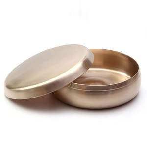 Designer Antique Metal <b>Sweet</b> <b>Box</b> For Engagement <b>Gift</b> Packaging With Beautiful Floral Carving And Polished Finish - Product Image 3