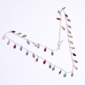 Collar Marquesa de diseño clásico de Plata de Ley 925 para mujer, joyería de lujo con piedras preciosas mixtas, regalo de boda perfecto - Product Image 1