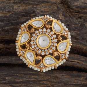 Kundan Fashionable Wedding Finger <b>Ring</b> <b>Adjustable</b> Gold Plated Inlay with Princess Cut Diamond Free <b>Size</b> - Product Image 1