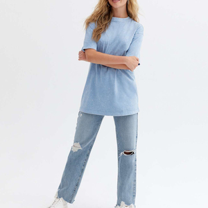 Women's Vintage Acid Wash Slim <b>Fit</b> Breathable Eco-Friendly Summer <b>T</b>-<b>Shirts</b> Drop Shoulder Premium Heavyweight <b>Crop</b> Tops OEM ODM - Product Image 5