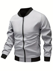 Blouson aviateur en toile enduite sur mesure de haute qualité pour hommes, col montant, printemps, confortable, dernier modèle, vente en gros de logo avant - Product Image 5