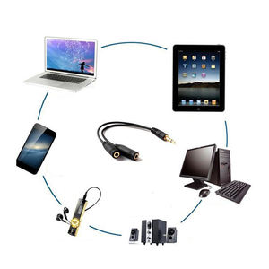 Cable de audio Jack de 3.5 mm, 20 cm, negro, LCB-74, divisor y convertidor de audio macho a hembra, 2*3.5 mm - Product Image 4