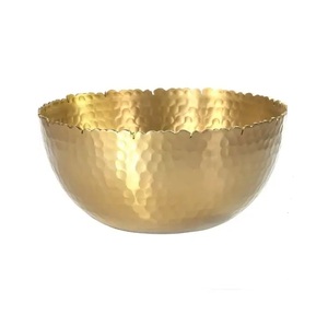 Frutero decorativo de la mejor calidad Metal Aluminio chapado en oro Hecho a mano Elegante India Fabricante Tazón redondo a granel - Product Image 1