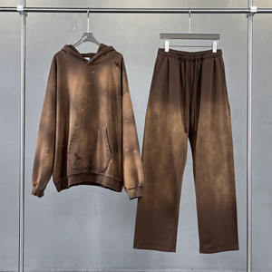 Sweatshirts à capuche brodés vieillis personnalisés Sweatshirts à capuche avec fermeture éclair style streetwear poids lourd Boxy délavés à l'acide vintage pour hommes - Product Image 2