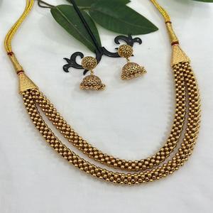Conjunto de Collar y Aretes con Perlas Chapadas en Oro de la Mejor Calidad Clásica, Colección para Bodas y Festivales para Mujer - Product Image 1