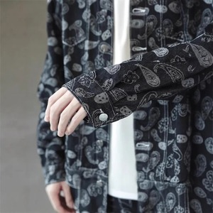 Veste en jean décontractée pour hommes High Street Spring Autumn Fashion Vintage Match Couple Jacket Nut Flower Pattern Outerwear - Product Image 5