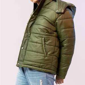 Chaqueta Acolchada de Invierno para Mujer, Color Sólido, Estilo Casual Urbano, Diseño Cortavientos con Bordado y Tejido de Punto - Product Image 3